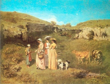 Las señoritas del pueblo CGF Realismo pintor Gustave Courbet Pinturas al óleo